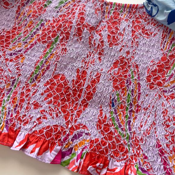 NWT Farm Rio Mixed Colors Birds Smocked Crop Top Size XL - Picture 5 of 13